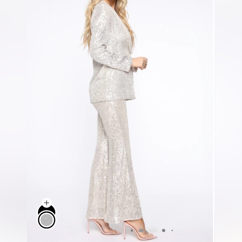 Fashion Nova Silver Sequin Pantsuit- NWT